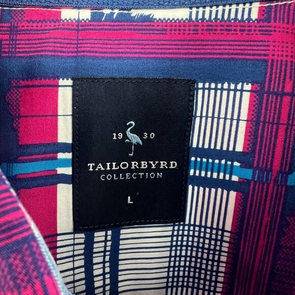 Tailorbyrd Collection 100% Cotton Pink Blue Check Button Front Shirt XL - Picture 2 of 5